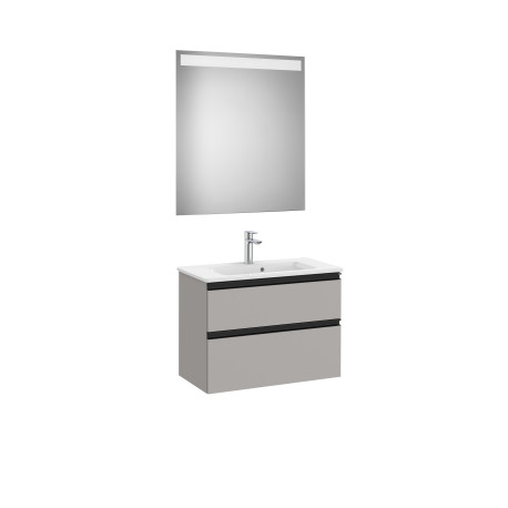 The Gap Pack Compact 2T (Unik+Miroir) 700Mm Gris Moyen Mat/Poignées Noires - ROCA A851527547 