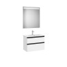 The Gap Pack Compact 2 Tiroirs (Unik+Miroir) 700Mm Blanc Mat/Poignées Noires - ROCA A851527509 