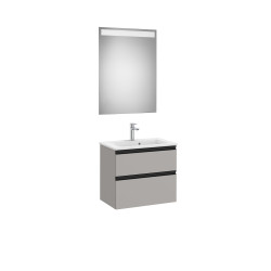 The Gap Pack Compact 2T (Unik+Miroir) 600Mm Gris Moyen Mat/Poignées Noires - ROCA A851526547 