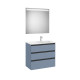 The Gap Pack 3T Lavabo À Droite (Unik+Miroir) 800Mm Bleu Mat/ Poignées Noires - ROCA A851521548