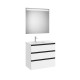 The Gap Pack 3T Lavabo À Gauche (Unik+Miroir) 800Mm Blanc Mat/Poignées Noires - ROCA A851520509