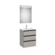 The Gap Pack 3 Tiroirs (Unik+Miroir) 600Mm Gris Moyen Mat/Poignées Noires - ROCA A851517547