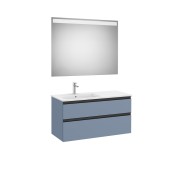 The Gap Pack 2T Lavabo À Gauche (Unik+Miroir) 1000Mm Bleu Mat/ Poignées Noires - ROCA A851514548 