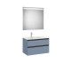 The Gap Pack 2T Lavabo À Droite (Unik+Miroir) 800Mm Bleu Mat/ Poignées Noires - ROCA A851513548