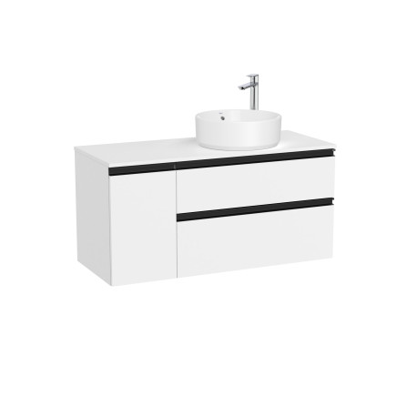 The Gap Pour Lavabo À Droite 1100 Mm Blanc Mat/Poignées Noires - ROCA A851504509 