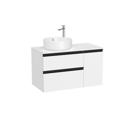 The Gap Pour Lavabo À Gauche 900 Mm Blanc Mat/Poignées Noires - ROCA A851503509 