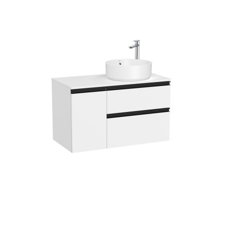 The Gap Pour Lavabo À Droite 900 Mm Blanc Mat/Poignées Noires - ROCA A851502509 