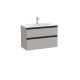 The Gap Unik Compact 2 Tiroirs 800 Mm Gris Moyen Mat/Poignées Noires - ROCA A851497547