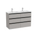 The Gap Unik 6 Tiroirs 1200 Mm Gris Moyen Mat/Poignées Noires - ROCA A851493547