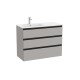 The Gap Unik 3 Tiroirs Lavabo À Gauche 1000 Mm Gris Moyen Mat/Poignées Noires - ROCA A851491547
