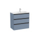 The Gap Unik 3 Tiroirs Lavabo À Droite 800 Mm Bleu Mat/ Poignées Noires - ROCA A851489548