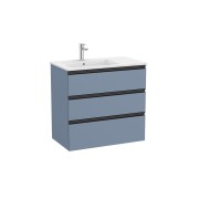 The Gap Unik 3 Tiroirs Lavabo À Gauche 800 Mm Bleu Mat/ Poignées Noires - ROCA A851487548 