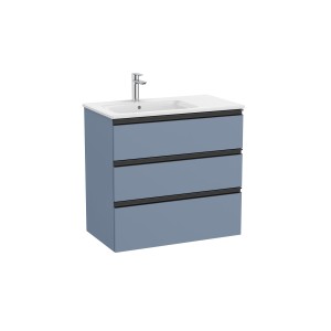 The Gap Unik 3 Tiroirs Lavabo À Gauche 800 Mm Bleu Mat/ Poignées Noires - ROCA A851487548 