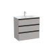 The Gap Unik 3 Tiroirs 800 Mm Gris Moyen Mat/Poignées Noires - ROCA A851486547