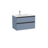 The Gap Unik 2 Tiroirs Lavabo À Gauche 800 Mm Bleu Mat/ Poignées Noires - ROCA A851479548 