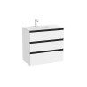 The Gap Unik 3 Tiroirs Lavabo À Gauche 800 Mm Blanc Mat/Poignées Noires - ROCA A851487509 