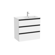 The Gap Unik 3 Tiroirs Lavabo À Droite 800 Mm Blanc Mat/Poignées Noires - ROCA A851489509 