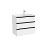 The Gap Unik 3 Tiroirs Lavabo À Droite 800 Mm Blanc Mat/Poignées Noires - ROCA A851489509 