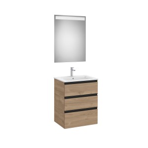 The Gap Pack 3 Tiroirs (Unik+Miroir) 600Mm Noyer/Poignées Noires - ROCA A851517517 