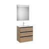 The Gap Pack 3 Tiroirs (Unik+Miroir) 700Mm Noyer/Poignées Noires - ROCA A851518517 