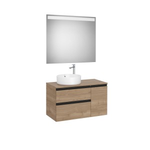 The Gap Pack Pour Vasque À Poser À Gauche 900Mm Noyer/Poignées Noires - ROCA A851534517 