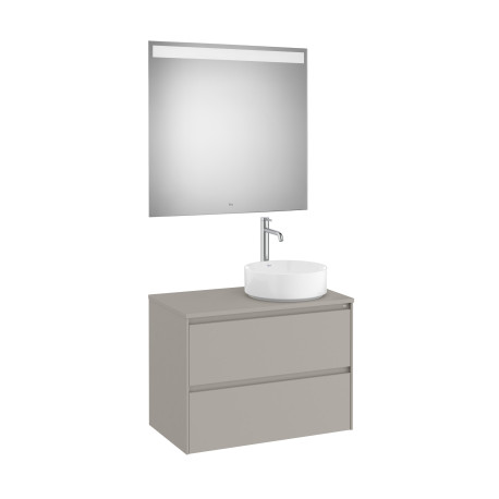 Ona Pack Meuble 2T+Plan  Pr Lav Dte+Miroir 800 Gris Mat-Roca A851715510 