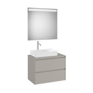 Ona Pack Meuble 2T + Plan  Pr Lav Gche + Miroir 800 Gris Mat-Roca A851717510 