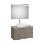 Ona Pack Meuble 2T + Plan  + Miroir Eidos 1000Mm  Orme Foncé-Roca A851718511 