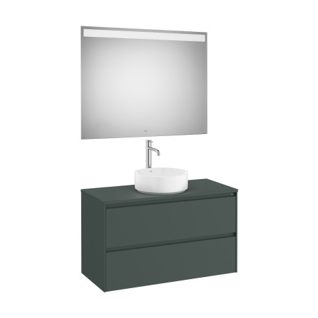 Ona Pack Meuble 2T + Plan  + Miroir Eidos 1000Mm  Vert Mat-Roca A851718513 