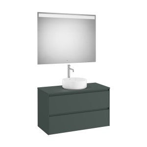 Ona Pack Meuble 2T + Plan  + Miroir Eidos 1000Mm  Vert Mat-Roca A851718513 