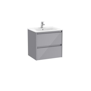 Ensemble meuble 2 tiroir et lavabo 480 x 630 Gris Galet Brillant Tenet - Roca A851775516