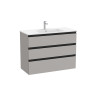 The Gap Unik 3 Tiroirs Lavabo Centré Slim 1000 Mm Gris Moyen Mat/Poignées Noires - ROCA A851853547 