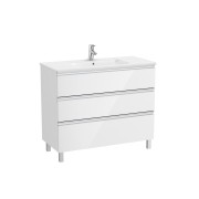The Gap Unik 3T Lavabo Centré Slim 1000 Blanc Brillant/Poignées Alu Brillantes - ROCA A851853806 