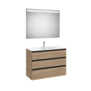 The Gap Pack 3 Tiroirs (Unik+Miroir) 1000 Mm Centré Noyer/Poignées Noires - ROCA A851855517 