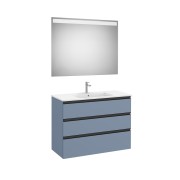 The Gap Pack 3 Tiroirs (Unik+Miroir) 1000 Mm Centré Bleu Mat/ Poignées Noires - ROCA A851855548 