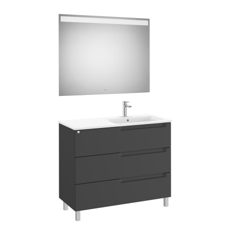 Aleyda Pack 3 Tiroirs Lavabo À Droite 1000 Mm Noir Mat - ROCA A851846523 