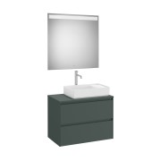 Ona Pack Meuble 2T+Plan  Pr Lav Dte+Miroir 800 Vert Mat-Roca A851715513 