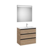 The Gap Pack 3 Tiroirs Lavabo À Droite (Unik+Miroir) 800Mm Noyer/Poignées Noires - ROCA A851521517 