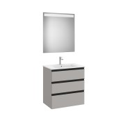 The Gap Pack 3 Tiroirs (Unik+Miroir) 700Mm Gris Moyen Mat/Poignées Noires - ROCA A851518547 