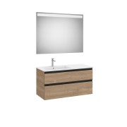 The Gap Pack 2T Lavabo À Gauche (Unik+Miroir) 1000Mm Noyer/Poignées Noires - ROCA A851514517 