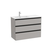 The Gap Unik 3 Tiroirs Lavabo À Gauche 1000 Mm Gris Moyen Mat/Poignées Noires - ROCA A851491547 