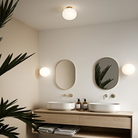 Plafonnier ALTON  Métal-Verre Blanc et Laiton E27 - Nordlux 2010506001