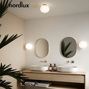 Plafonnier ALTON  Métal-Verre Blanc et Laiton E27 - Nordlux 2010506001