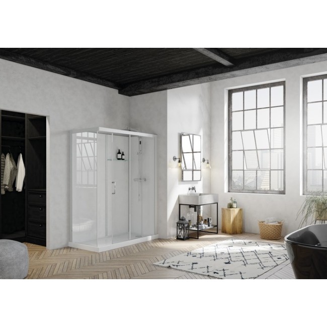 Cabine Brooklyn gris clt, 160x80 verre transparent, thermo - KINEDO CA242GTNE 