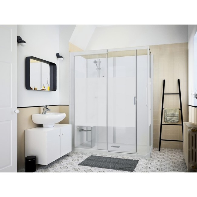 Kinemagic7 Sérénité 140x70 Angle Coulissant Haute Dépoli 1 bande Thermostatique - KINEDO KT-1407-AHC-DB3-GSE 