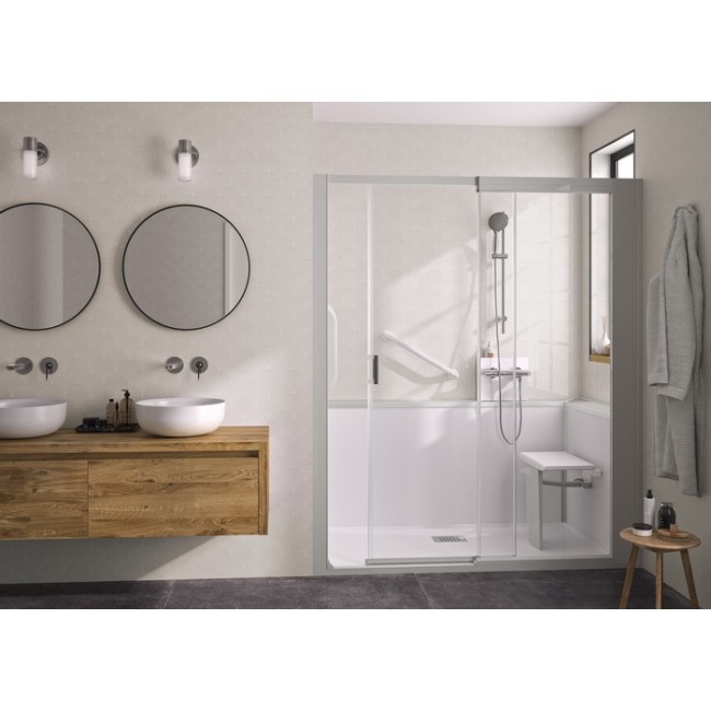 Kinemagic7 Sérénité 140x70 Niche Coulissant Basse Transparent Thermostatique - KINEDO KT-1407-NBC-TN3-GS4 