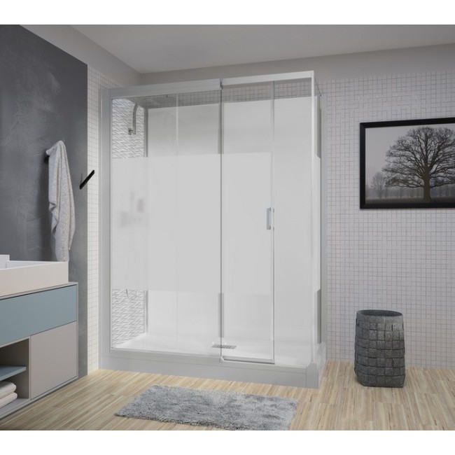 Kinemagic7 Design 160X70 Angle Coulissant Haute Dépoli 1 bande Mécanique - KINEDO KT-1607-AHC-DB2-XDQ 