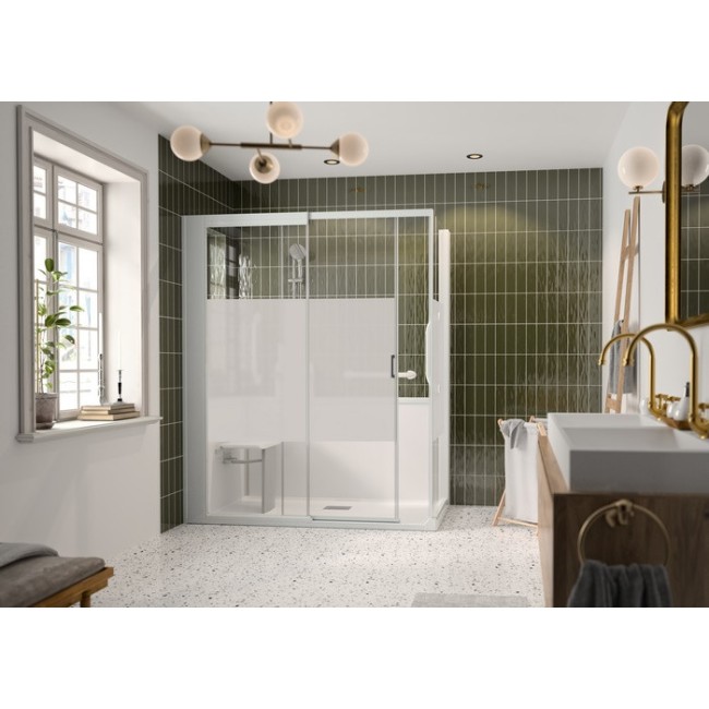 Kinemagic7 Sérénité+ 160x80 Angle Coulissant Basse Dépoli 1 bande Thermostatique - KINEDO KT-1608-ABC-DB3-GSPY 