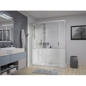 Kinemagic7 Design 160X80 Angle Coulissant Basse Transparent Mécanique - KINEDO KT-1608-ABC-TN2-XDR 