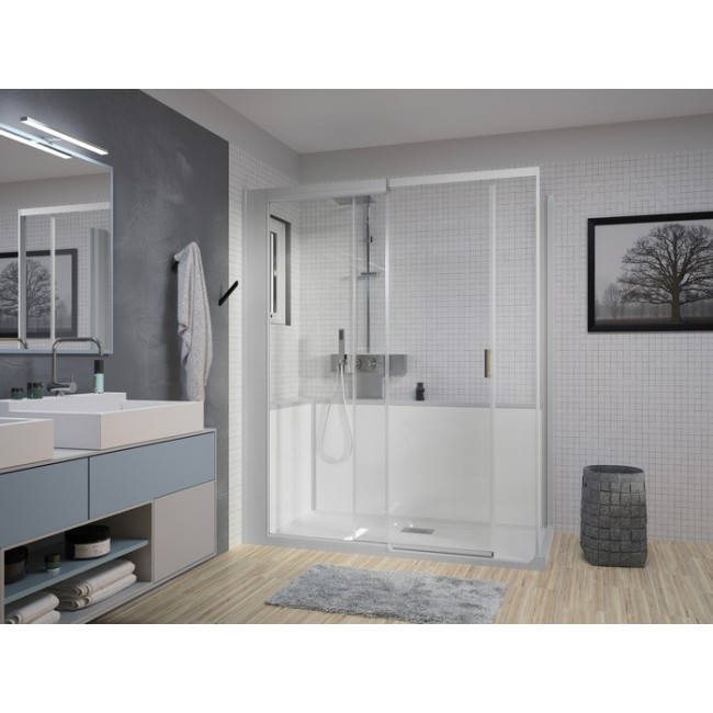 Kinemagic7 Design 160X90 Angle Coulissant Basse Transparent Thermostatique - KINEDO KT-1609-ABC-TN3-XDN 